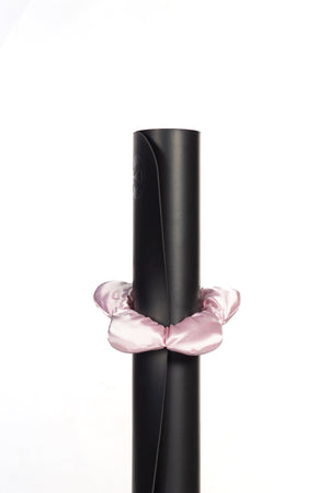 ) yoga mat scrunchie keeping mat neatly rolled – MatBloom
2) pink mat carrier – silk strap alternative
3) cobalt blue yoga mat scrunchie – flower shaped
4) pilates mat scrunchie – made in Canada
5) luxury silk yoga mat carrier – no buckle